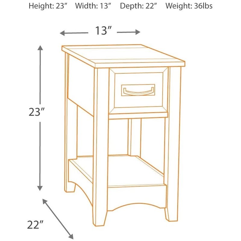 Bowery Hill Signature Design by 1-Drawer Chairside End Table in Brown