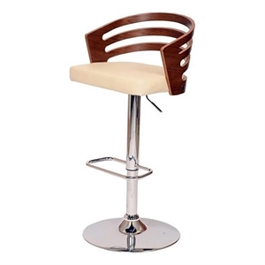 Bowery Hill 32&quot Contemporary Leather Upholstered Swivel Barstool in Cream