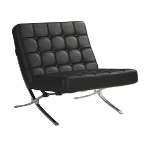 Bowery Hill Leather Accent Chair in Black