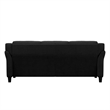 Bowery Hill Tufted Modern Polyester Microfiber Sofa with Curved Arm in Black