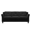 Bowery Hill Tufted Modern Polyester Microfiber Sofa with Curved Arm in Black