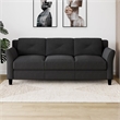 Bowery Hill Tufted Modern Polyester Microfiber Sofa with Curved Arm in Black