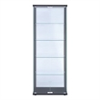 Bowery Hill 5 Shelf Contemporary Glass Wood Curio Cabinet in Black