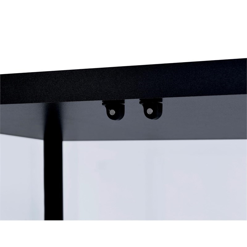 Bowery Hill 5 Shelf Contemporary Glass Wood Curio Cabinet in Black