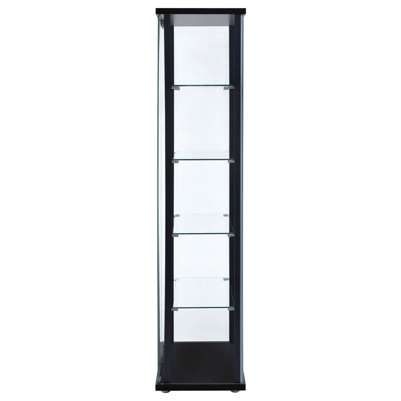 Bowery Hill 5 Shelf Contemporary Glass Wood Curio Cabinet in Black