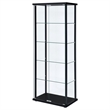 Bowery Hill 5 Shelf Contemporary Glass Wood Curio Cabinet in Black