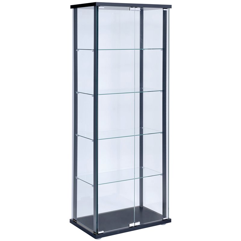 Bowery Hill 5 Shelf Glass Curio Cabinet In Black Bh 530749