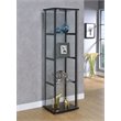 Bowery Hill Contemporary Wood 4 Shelf Glass Curio Cabinet in Black