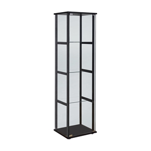 bowery hill 4 shelf glass curio cabinet in black