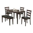 Bowery Hill 5 Piece Dining Set in Cappuccino and Dark Brown Finish
