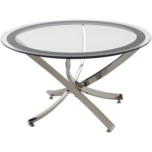 Bowery Hill Round Glass Top Accent Coffee Table in Chrome