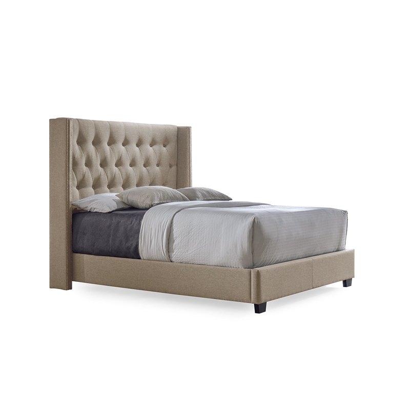 Bowery Hill Contemporary  Fabric Upholstered King Platform Bed in Gray