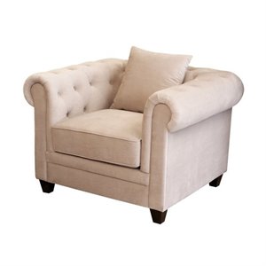 Bowery Hill Velvet Tufted Arm Chair in..