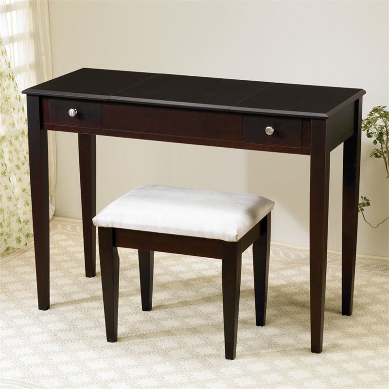 Bowery Hill 2 Piece Bedroom Vanity Set In Espresso And Ivory