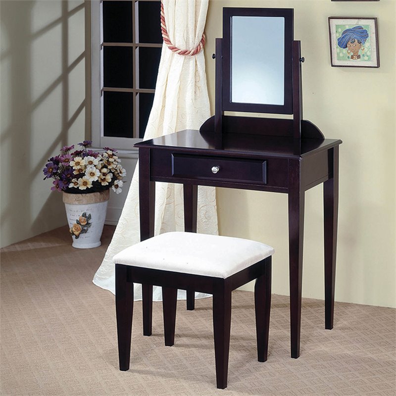 Bowery Hill 2 Piece Bedroom Vanity Set In Espresso And Ivory