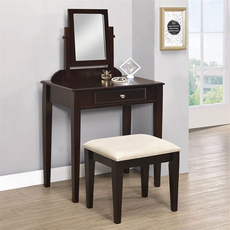 Bowery Hill 2 Piece Bedroom Vanity Set In Espresso And Ivory