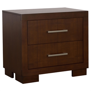 Bowery Hill 2 Drawer Nightstand in Cappuccino and Silver
