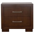 Bowery Hill 2 Drawer Nightstand in Cappuccino and Silver