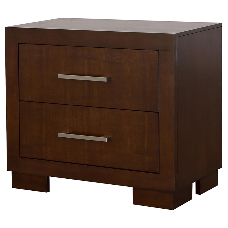 Bowery Hill 2 Drawer Nightstand in Cappuccino and Silver