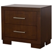 Bowery Hill 2 Drawer Nightstand in Cappuccino and Silver