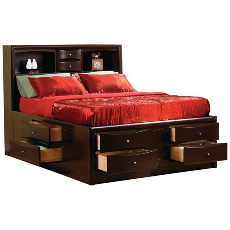 California King Captains Bed Top, California King Bookcase Storage Bed