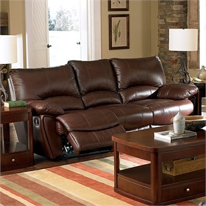 bowery hill leather reclining sofa in chocolate