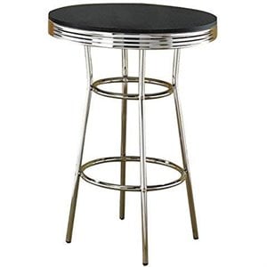Bowery Hill 30&quot Round Pub Table in Black and Chrome