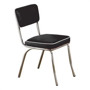 Bowery Hill 18&quot Metal-Fabric Dining Side Chair in Black-Chrome
