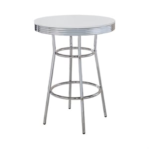 Bowery Hill 30&quot Round Pub Table in White and Chrome