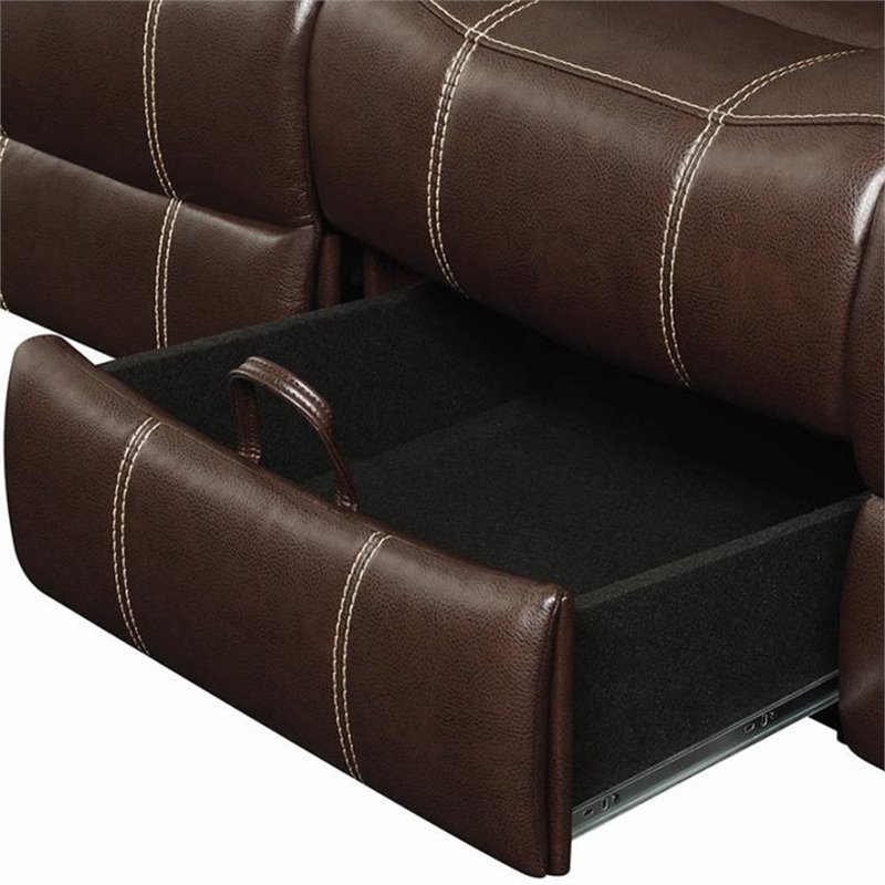 Bowery Hill Faux Leather Reclining Sofa, Brown Leather Reclining Couch