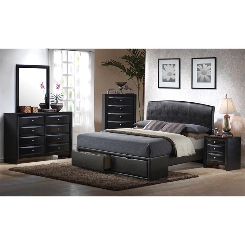 Bowery Hill 8 Drawer Double Dresser in Black and Silver