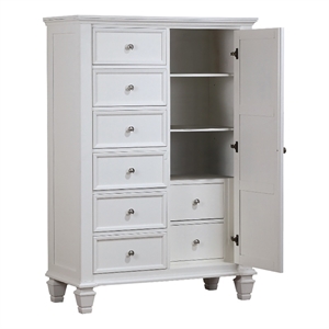 Bowery Hill Coastal 8 Drawer Wood Gentleman's Chest in Buttermilk White