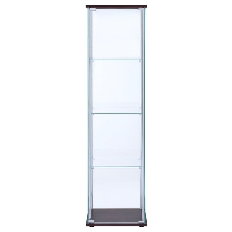 Bowery Hill Contemporary Espresso 4 Shelf Glass Curio Cabinet