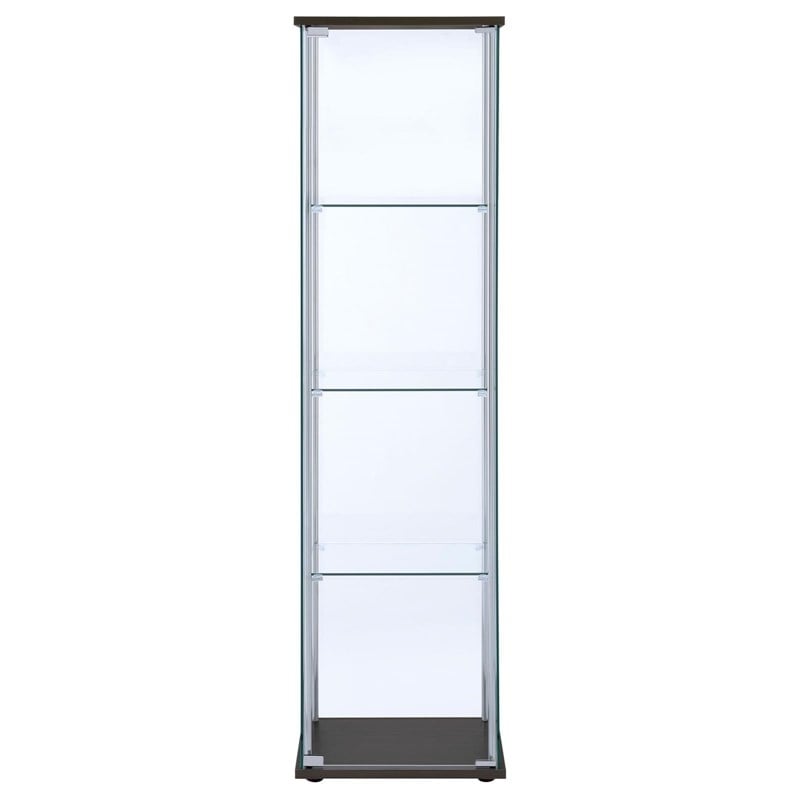 Bowery Hill Contemporary Espresso 4 Shelf Glass Curio Cabinet