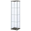 Bowery Hill Contemporary Espresso 4 Shelf Glass Curio Cabinet
