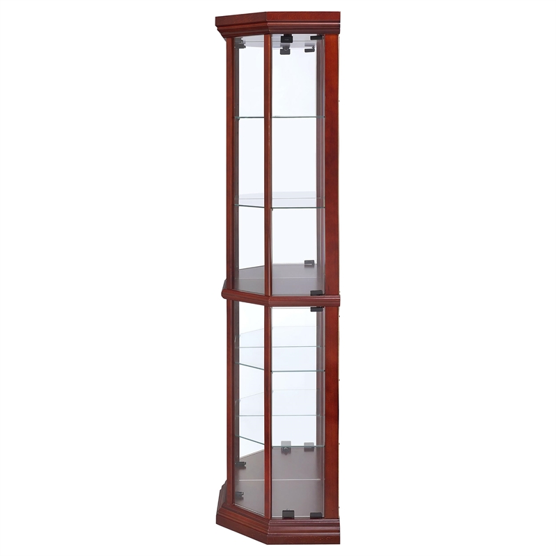 Bowery Hill 6 Shelf Corner Curio Cabinet in Medium Brown