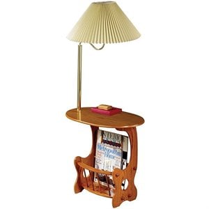 bowery hill oval end table with lamp in warm brown