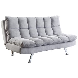 bowery hill contemporary tufted sleeper sofa in dark gray and chrome