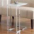 Bowery Hill Glass Top End Table in Chrome and White