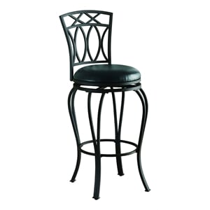 Bowery Hill 29&quot Transitional Metal/Vinyl Bar Stool with Cushion in Black