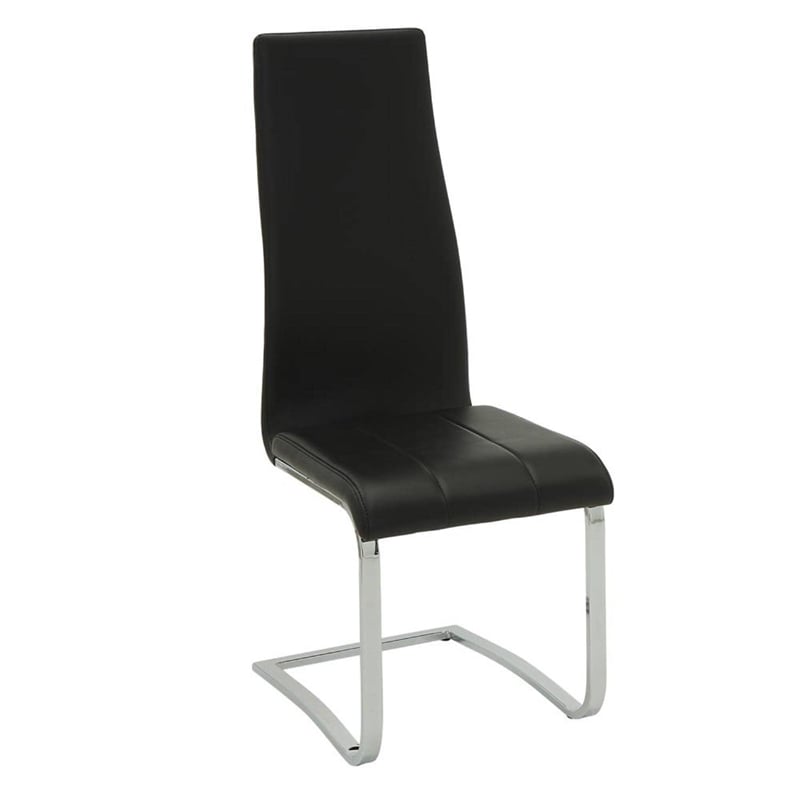 Bowery Hill Faux Leather Dining Side Chair in Black and Chrome