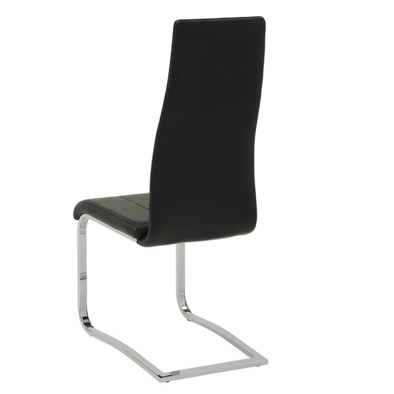 Bowery Hill Faux Leather Dining Side Chair in Black and Chrome