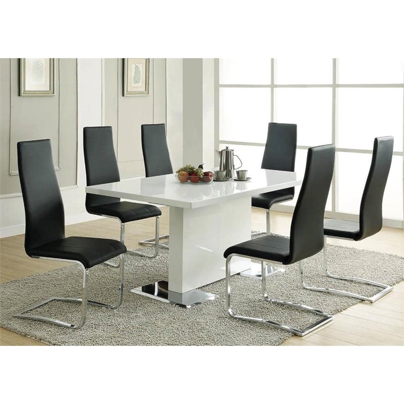 Bowery Hill Faux Leather Dining Side Chair in Black and Chrome
