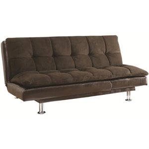 bowery hill tufted sleeper sofa in brown and chrome