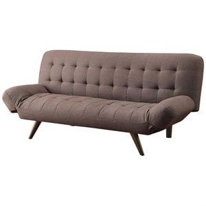 bowery hill tufted sleeper sofa with cone legs in brown