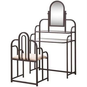 bowery hill 2 piece bedroom vanity set in tan and bronze