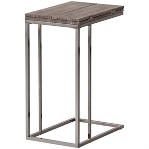 bowery hill casual end table in weathered gray and black nickel