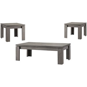 bowery hill 3 piece contemporary coffee table set in weathered gray