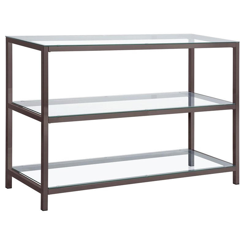 Bowery Hill 2 Shelf Glass Console Table in Black Nickel