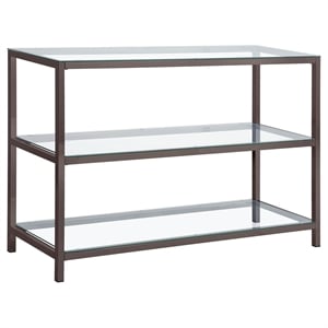 Bowery Hill 2 Shelf Glass Console Table in Black Nickel
